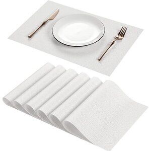 Placemats for Dining Table Set of 6 Woven Vinyl Plastic Place Mats